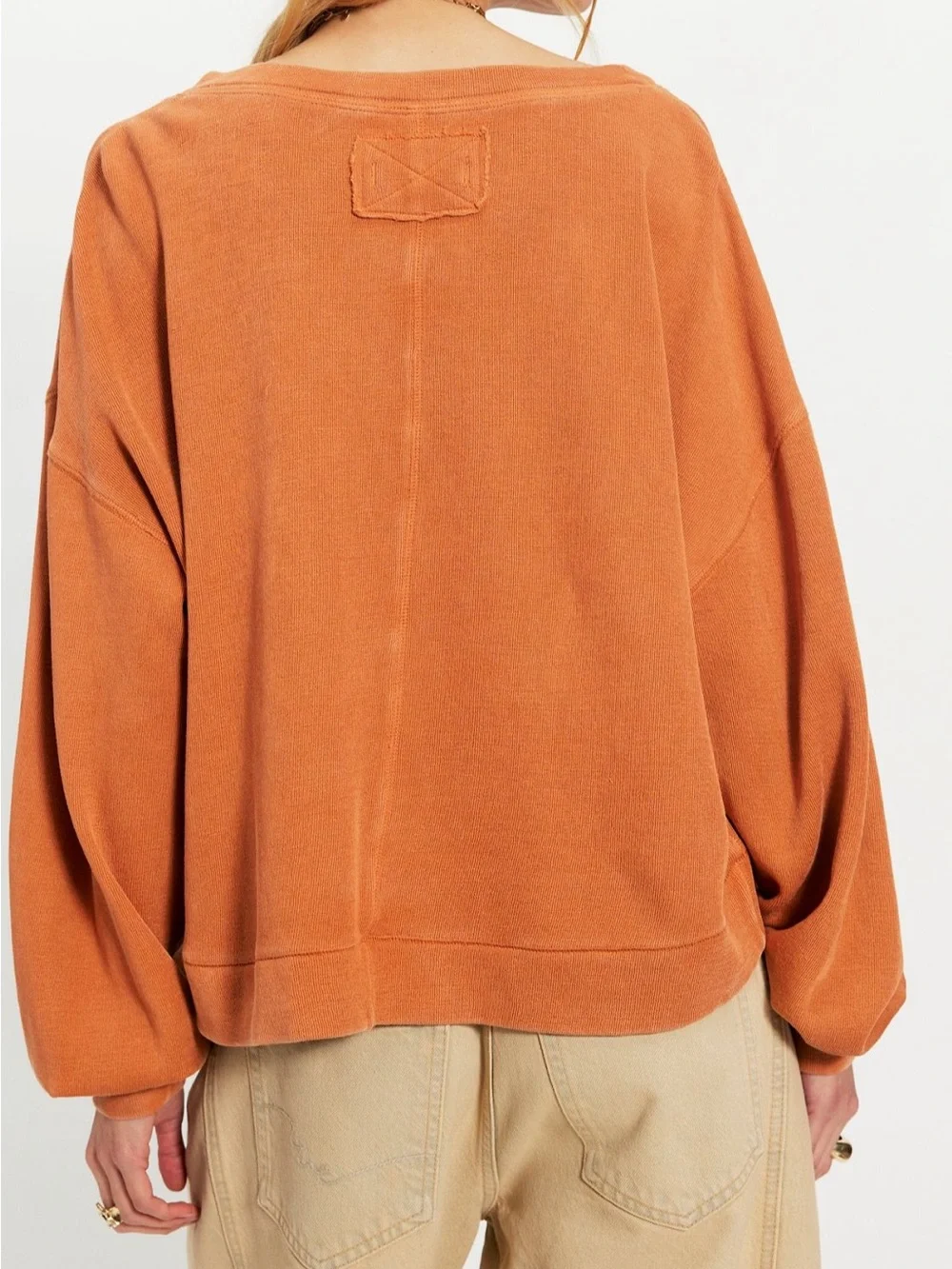 NWT Free People Comfort Zone V Neck Pullover Orange Fall Halloween Sweater Top